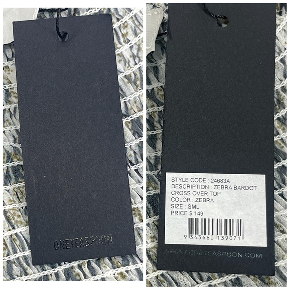 One Teaspoon Bardot Cross Over Top Womens Small Zebra Print Smocked New - Picture 7 of 16